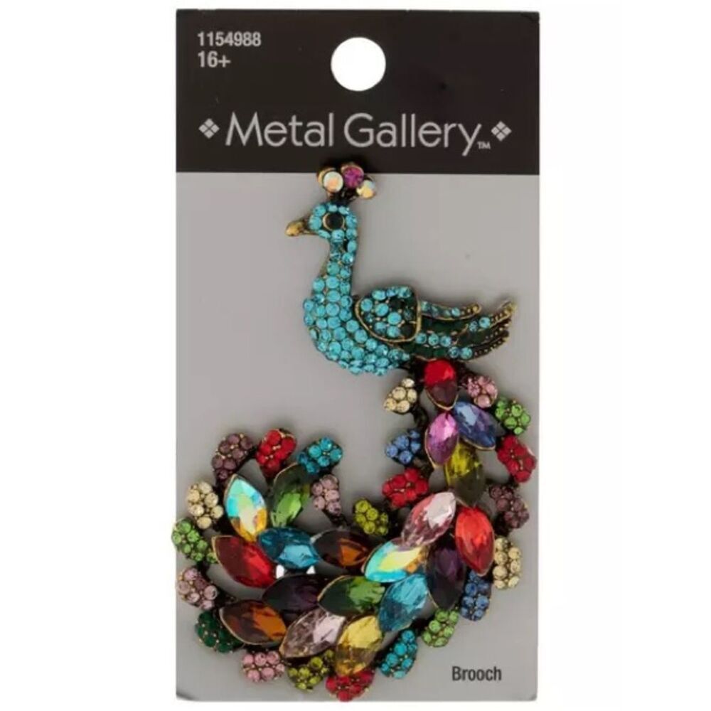 New Metal Gallery Multicolor Peacock Brooch